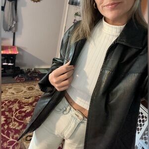 Adorable vintage oversized leather jacket! 100% genuine Leather Jacket